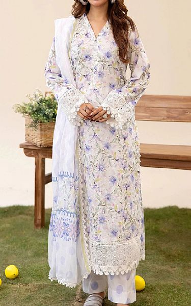 Adans Libas Off-white/Lavender Lawn Suit | Pakistani Lawn Dress in USA- Image 1