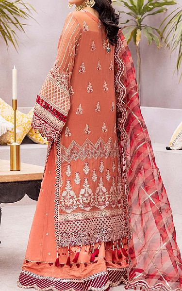 Adans Libas Coral Chiffon Suit | Pakistani Embroidered Chiffon Dresses USA- Image 2