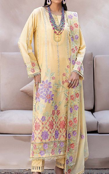 Adans Libas Sand Gold Lawn Suit | Pakistani Lawn Suits- Image 1