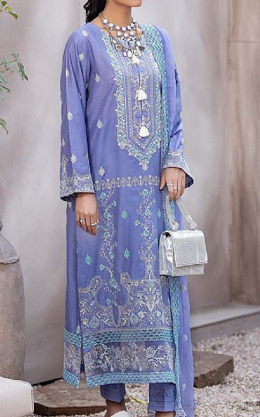 Adans Libas Lavender Blue Lawn Suit | Pakistani Lawn Suits- Image 1