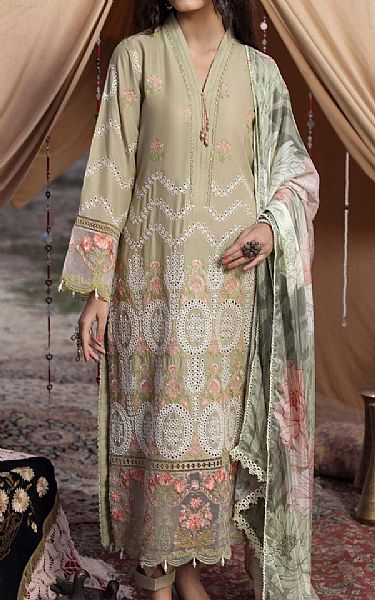 Adans Libas Grey Olive Lawn Suit | Pakistani Lawn Suits- Image 1