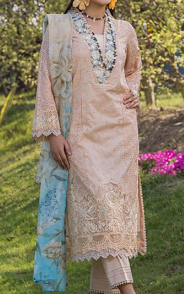 Adans Libas Peach Lawn Suit | Pakistani Lawn Dress in USA- Image 1