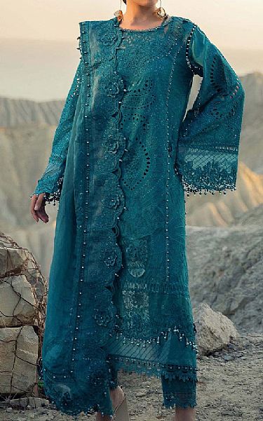 Adans Libas Teal Lawn Suit | Pakistani Lawn Dress in USA- Image 1
