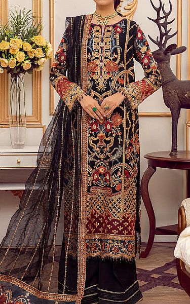 Black Chiffon Suit | Adans Libas Pakistani Chiffon Dresses