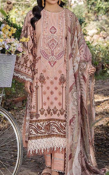Adans Libas Oyster Pink Lawn Suit | Pakistani Lawn Dress in USA- Image 1