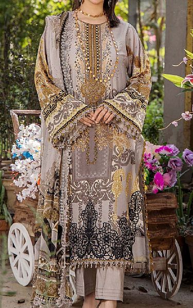 Adans Libas Grey Lawn Suit | Pakistani Lawn Dress in USA- Image 1