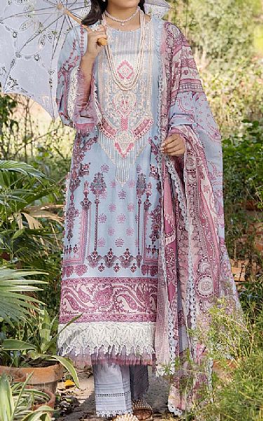 Adans Libas Baby Blue Lawn Suit | Pakistani Lawn Dress in USA- Image 1