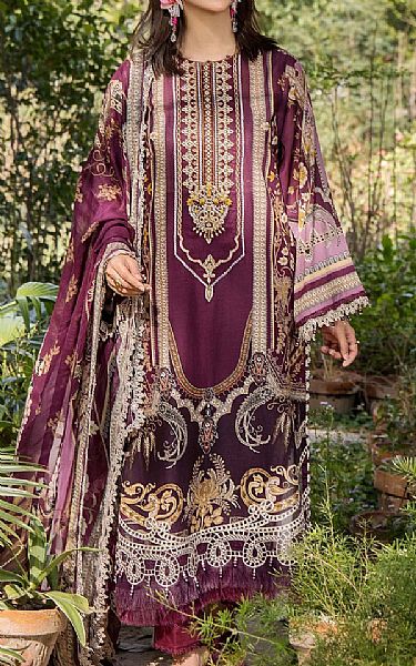 Adans Libas Burgandy Lawn Suit | Pakistani Lawn Dress in USA- Image 1