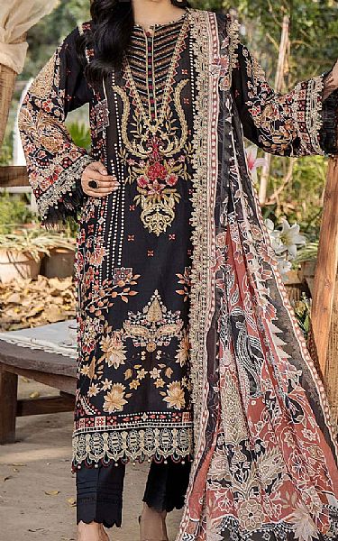 Adans Libas Black Lawn Suit | Pakistani Lawn Dress in USA- Image 1
