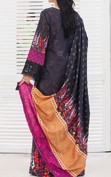 Adans Libas Charcoal Grey Slub Suit | Pakistani Winter Dresses in USA- Image 2