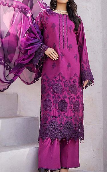 Adans Libas Shocking Pink Lawn Suit | Pakistani Lawn Dress in USA- Image 1