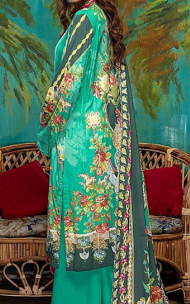Adans Libas Sea Green Linen Suit | Pakistani Dresses in USA- Image 2