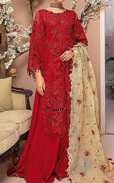 Adans Libas Red Organza Suit | Pakistani Dresses in USA- Image 1