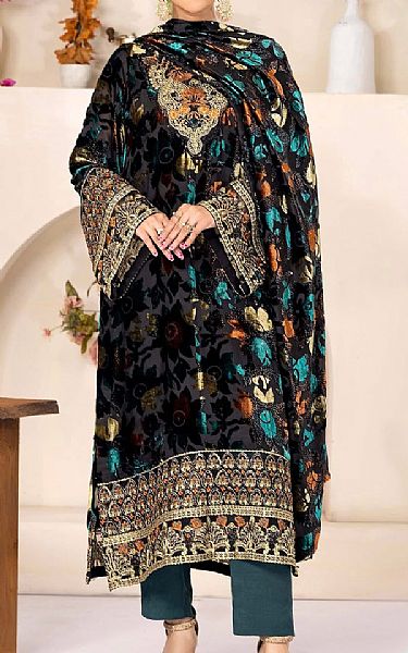 Adans Libas Black Velvet Suit | Pakistani Winter Dresses in USA- Image 1