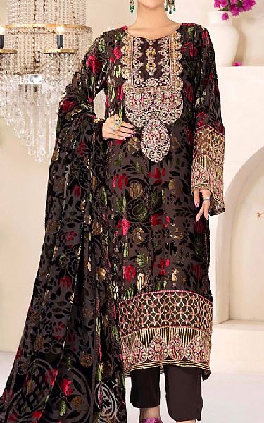 Adans Libas Brown Velvet Suit | Pakistani Winter Dresses in USA- Image 1