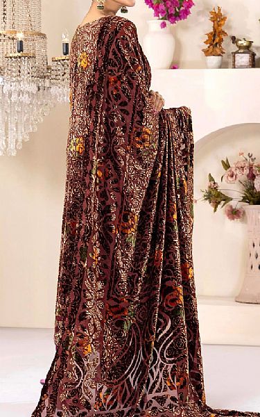 Adans Libas Wine Velvet Suit | Pakistani Winter Dresses in USA- Image 2