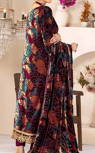 Adans Libas Wine Velvet Suit | Pakistani Winter Dresses in USA- Image 2