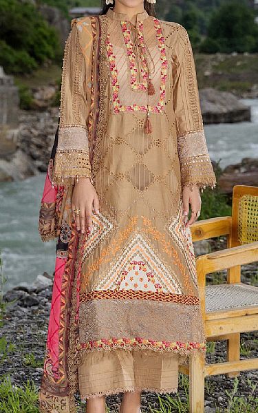 Adans Libas Tan Lawn Suit | Pakistani Lawn Dress in USA- Image 1