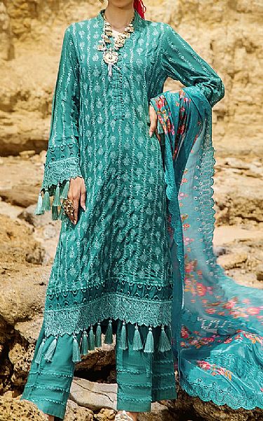 Adans Libas Teal Lawn Suit | Pakistani Lawn Suits- Image 1