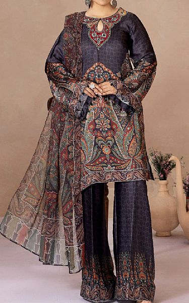 Adans Libas Black Silk Suit | Pakistani Embroidered Chiffon Dresses USA- Image 1