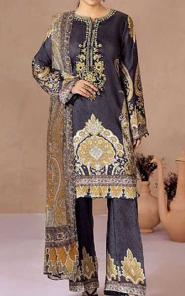 Adans Libas Black Silk Suit | Pakistani Embroidered Chiffon Dresses USA- Image 1