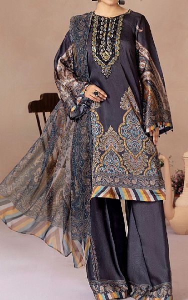 Adans Libas Black Silk Suit | Pakistani Embroidered Chiffon Dresses USA- Image 1