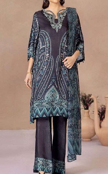 Adans Libas Black Silk Suit | Pakistani Embroidered Chiffon Dresses USA- Image 1