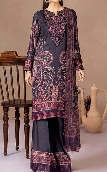 Adans Libas Black Silk Suit | Pakistani Embroidered Chiffon Dresses USA- Image 1