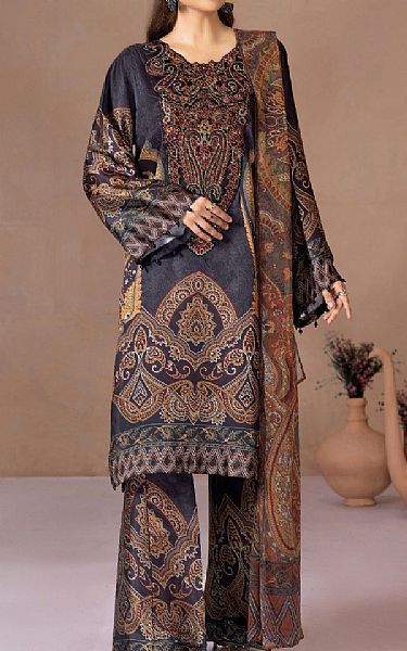 Adans Libas Black Silk Suit | Pakistani Embroidered Chiffon Dresses USA- Image 1