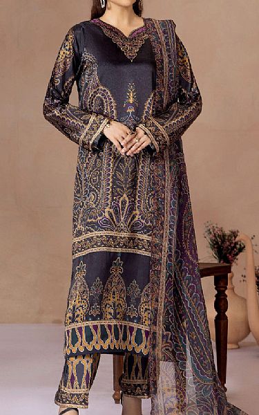 Adans Libas Black Silk Suit | Pakistani Embroidered Chiffon Dresses USA- Image 1