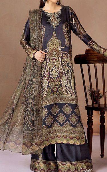 Adans Libas Black Silk Suit | Pakistani Embroidered Chiffon Dresses USA- Image 1