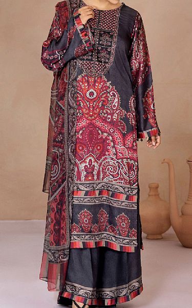 Adans Libas Black Silk Suit | Pakistani Embroidered Chiffon Dresses USA- Image 1