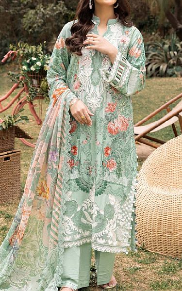 Adans Libas Summer Green Lawn Suit | Pakistani Lawn Suits- Image 1