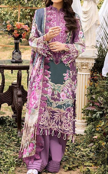 Adans Libas Dark Lilac Lawn Suit | Pakistani Lawn Suits- Image 1