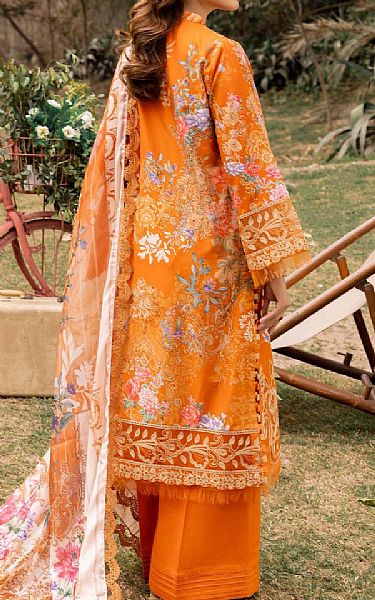Adans Libas Cadmium Orange Lawn Suit | Pakistani Lawn Suits- Image 2