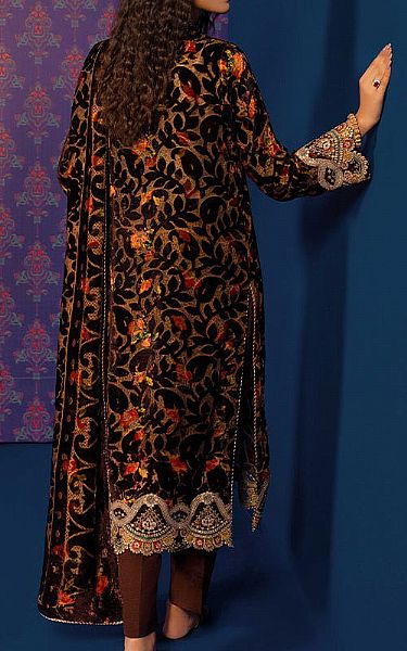 Adans Libas Black/Brown Velvet Suit | Pakistani Winter Dresses- Image 2
