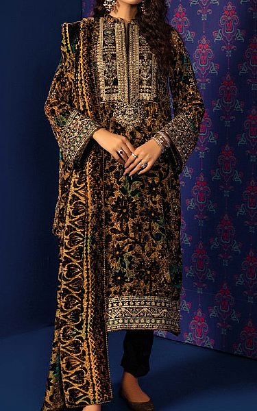 Adans Libas Black Velvet Suit | Pakistani Winter Dresses- Image 1