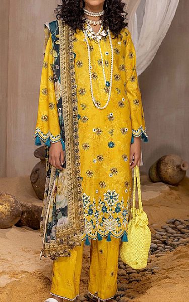 Adans Libas Mustard Lawn Suit | Pakistani Lawn Suits- Image 1