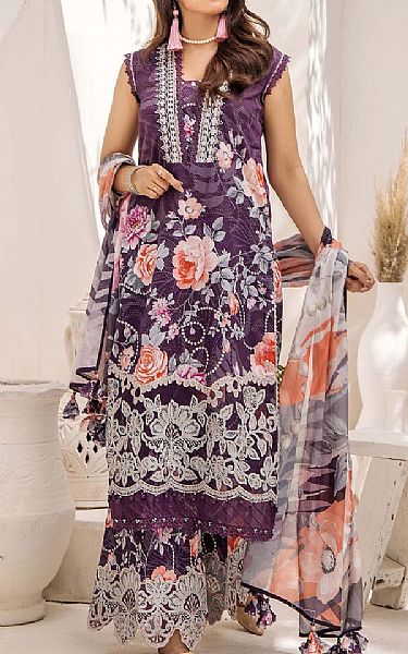 Adans Libas Plum Lawn Suit | Pakistani Lawn Dress in USA- Image 1