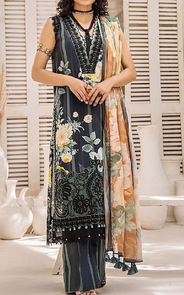 Adans Libas Charcoal Lawn Suit | Pakistani Lawn Dress in USA- Image 1