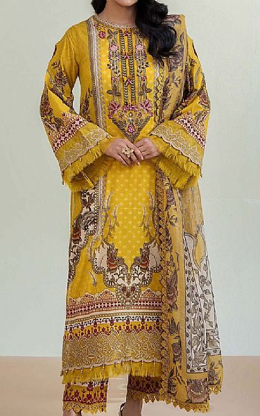 Adans Libas Mustard Lawn Suit | Pakistani Lawn Dress in USA- Image 1
