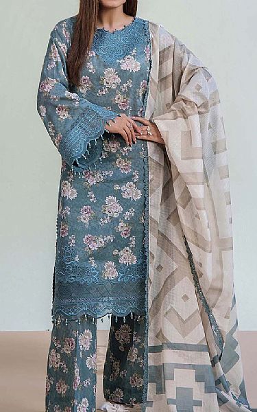 Adans Libas Slate Blue Lawn Suit | Pakistani Lawn Dress in USA- Image 1
