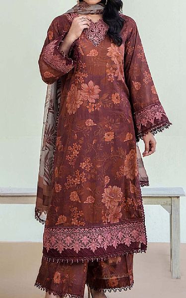 Adans Libas Wine Lawn Suit | Pakistani Lawn Dress in USA- Image 1