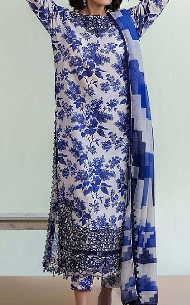 Adans Libas Off White/Blue Lawn Suit | Pakistani Lawn Dress in USA- Image 1