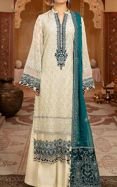 Adans Libas Off-white Chiffon Suit | Pakistani Dresses in USA- Image 1