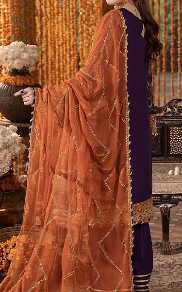 Adans Libas Egg Plant Chiffon Suit | Pakistani Embroidered Chiffon Dresses USA- Image 2
