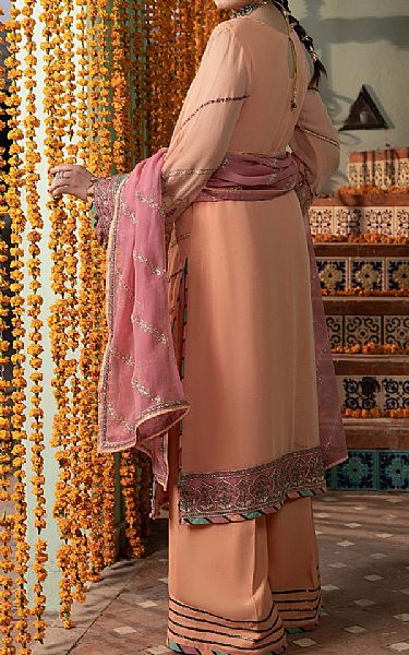 Adans Libas Peach Chiffon Suit | Pakistani Embroidered Chiffon Dresses USA- Image 2