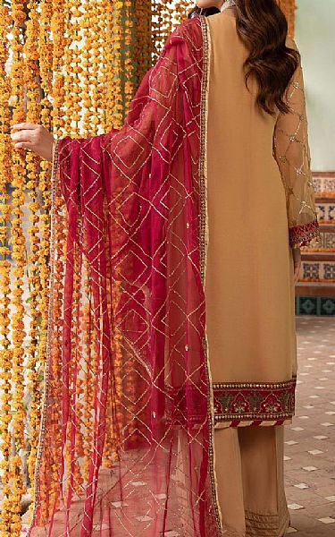 Adans Libas Fawn Chiffon Suit | Pakistani Embroidered Chiffon Dresses USA- Image 2