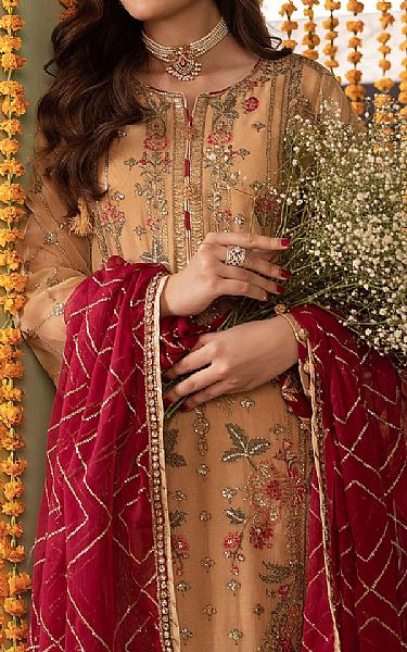 Adans Libas Fawn Chiffon Suit | Pakistani Embroidered Chiffon Dresses USA- Image 3