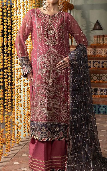 Adans Libas Light Carmine Pink Chiffon Suit | Pakistani Embroidered Chiffon Dresses USA- Image 1